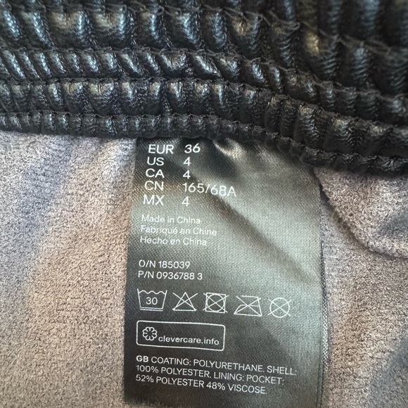 Y2K H&M Black Faux Leather Pants High Waist Wide-Leg Palazzo Women's Size 4 - Picture 4 of 10